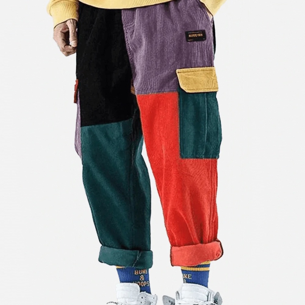 Aelfric Eden Men's Color Patchwork Cargo Pants Hip hop Joggers Streetwear Pants - Picture 2 of 4